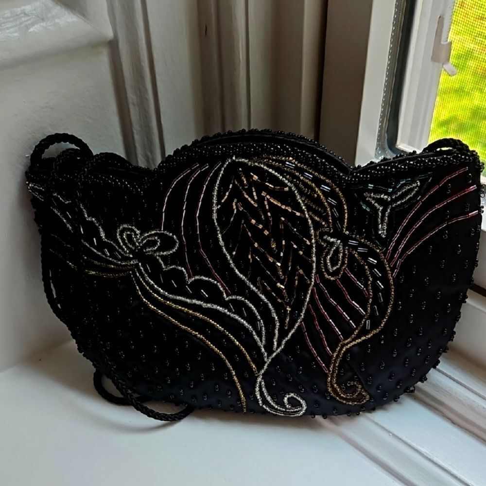 Carolyne Barton Vintage Black Beaded  Bag